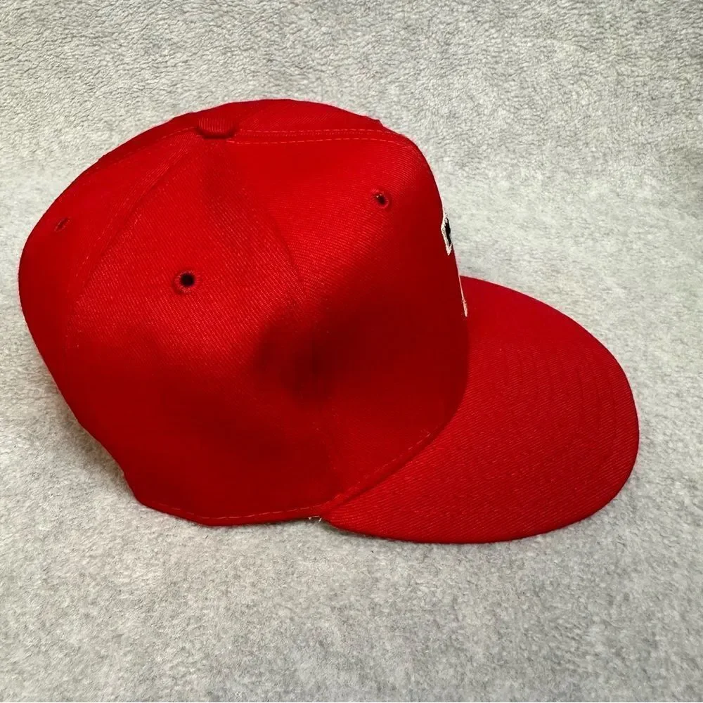 Vintage Pro Line Fitted Hat Adult 7-1/8 Red Front T Logo Embroidered USA Made‎